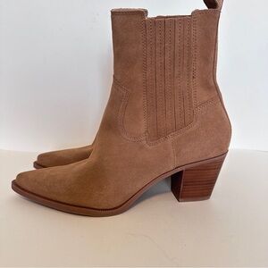 NEW Dolce Vita Slim Pointed Toe Cinnamon Suede Western Style Wmns Booties Sz 8.5